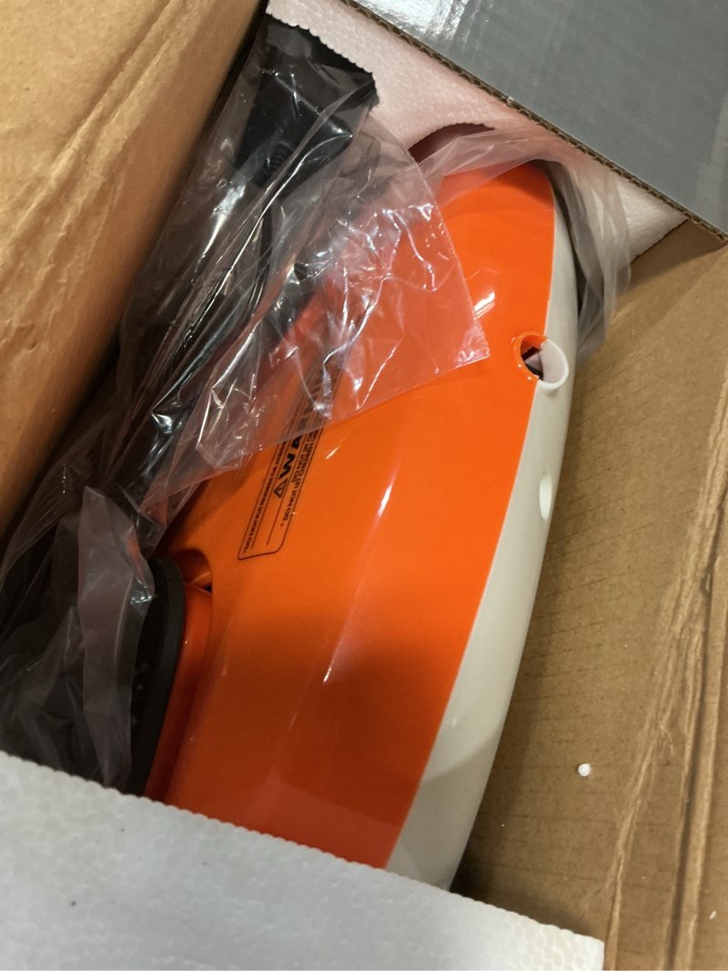 Condition photo showing As Is for power legs electric foot massager machine with remote control, adjustable speed, vibration - calf massager - feet massager for neuropathy pain relief, plantar fasciitis, leg blood circulation (orange)