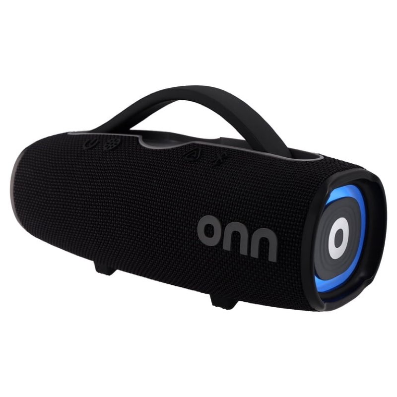 onn large rugged bluetooth speaker with led lighting, black