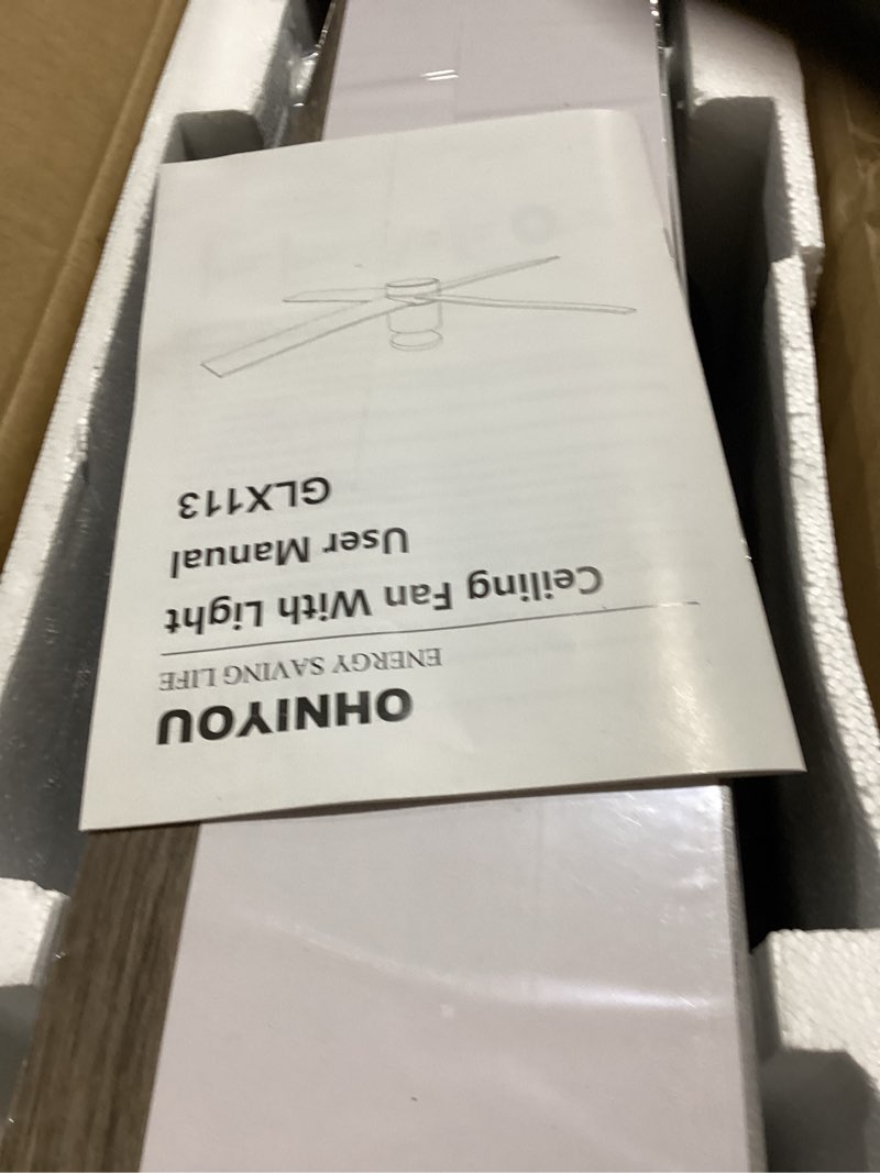 Condition photo showing Good Condition for 52’’ Ceiling Fans with Lights Remote Control: White Flush Mount Ceiling Fan for Bedroom - Quiet Low Profile Ceiling Fan 6 Speed & LED Light 3 Blades-white