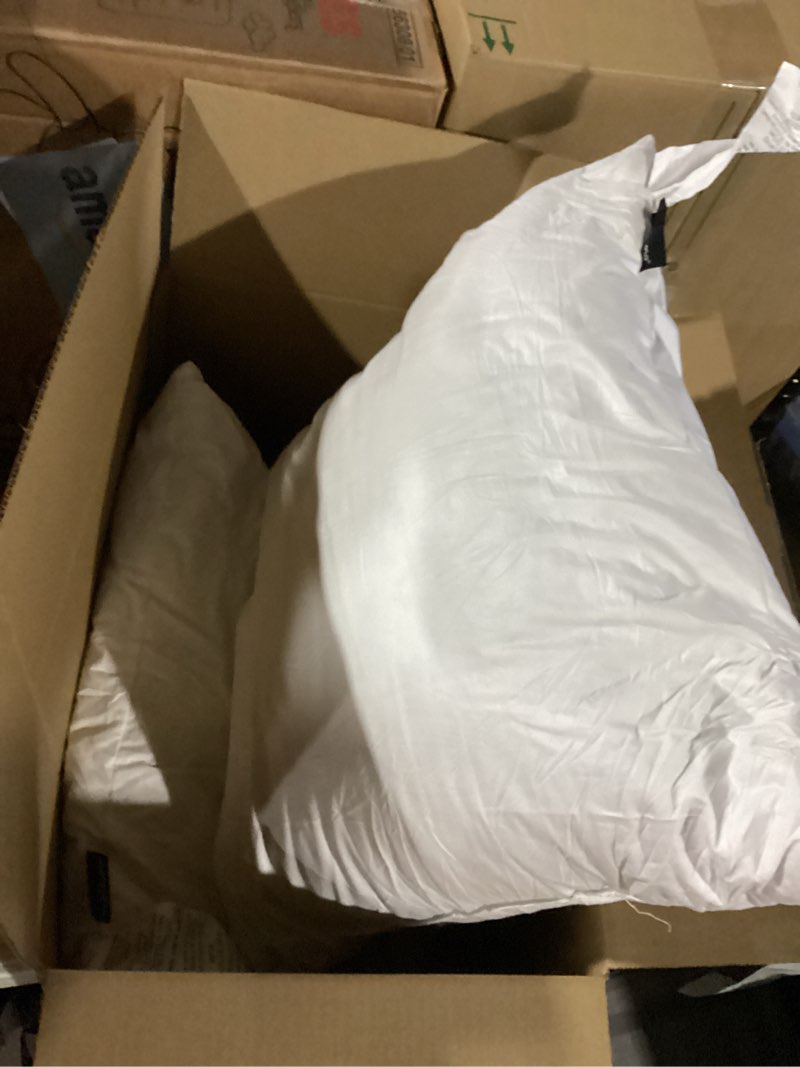 Condition photo showing Good Condition for Amazon Basics Down Alternative Pillows for Stomach and Back Sleepers, Soft Density, Standard, Pack of 2, White, 26 in L x 20 in W Standard (Pack of 2) Soft Pillow