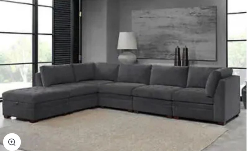 Incomplete 2 boxes)6-PIECE MODULAR FABRIC SECTIONAL