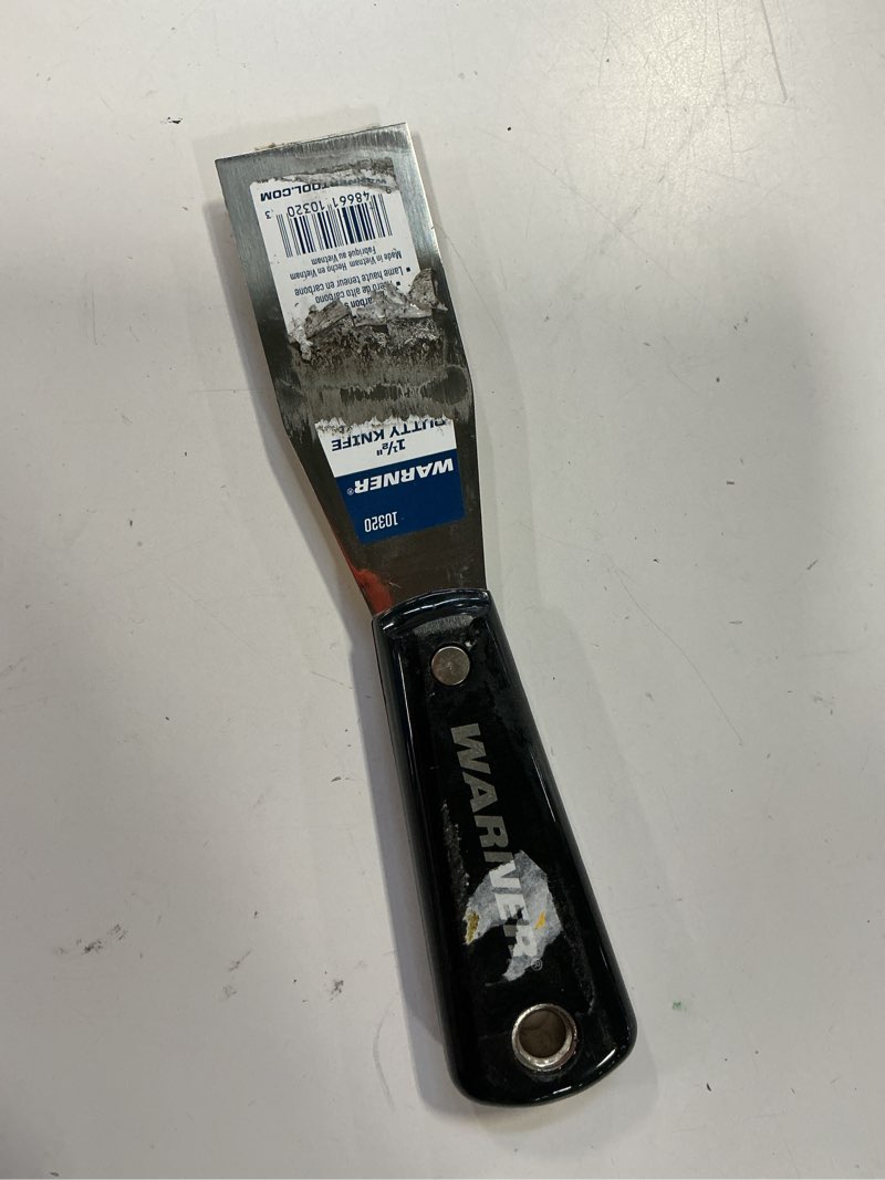 Condition photo showing As Is for Warner 1-1/2" Carbon Steel Flex Putty Knife, Painter's Series, 10320