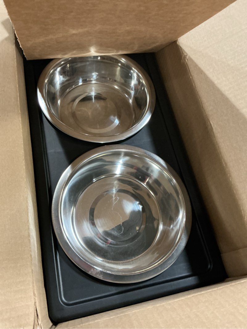Condition photo showing As Is for Hyper Pet Elevated Dog Bowls Large Breed, Adjustable Raised Dog Bowls Large Sized Food and Water Feeder - Stainless Steel