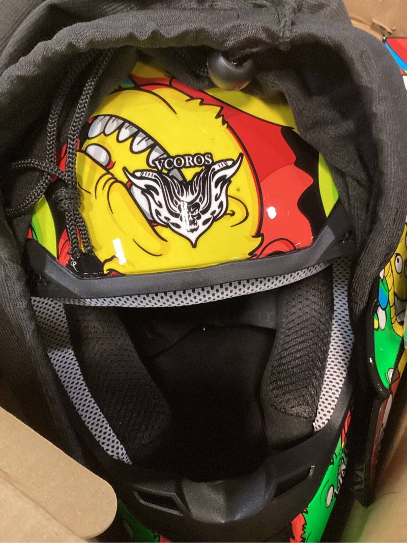 Condition photo showing Good Condition for vcoros youth kids dirt bike helmets motocross street offroad bmx mx atv dirtbike motorcycle helmet vs-905 with goggles gloves dot approved color cartoon bean medium