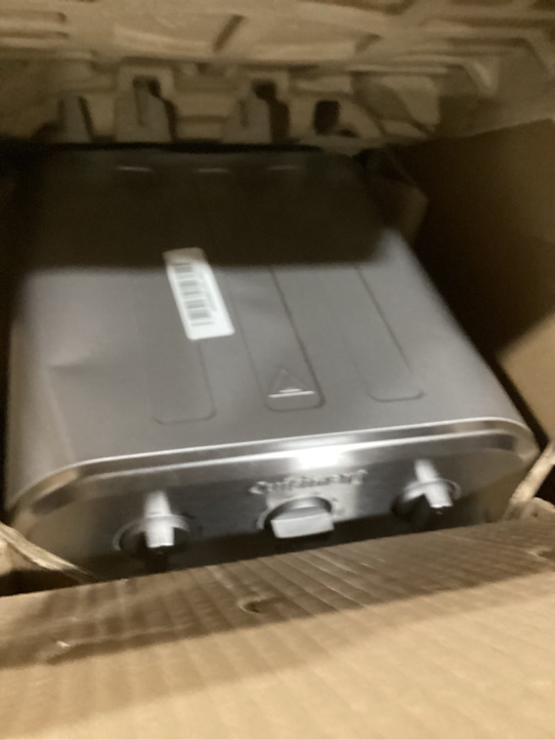 Condition photo showing As Is for Cuisinart Compact Air Fryer Toaster Oven, Stainless Steel Fryer with 6-in-1 Functions, Adjustable Temperature, Includes Oven Rack, Baking Pan and Air Fry Basket, TOA-26 Compact Air Fryer Oven Stainless Steel