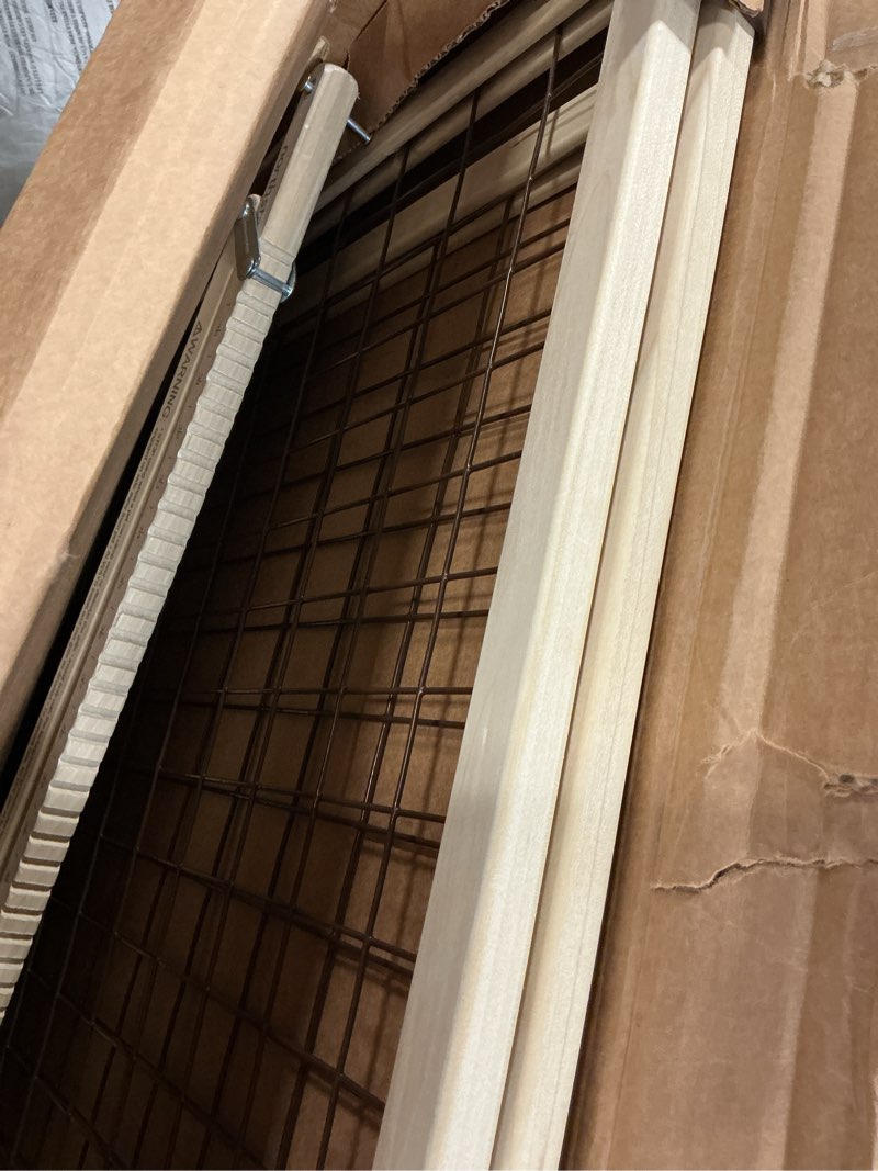 Condition photo showing As Is for MYPET North States Extra Tall & Wide Wire Mesh Dog Gate: 29.5-48" Wide, 37" Tall, Natural Finish, Made in USA 29.5"-48" Wide, 37" Tall