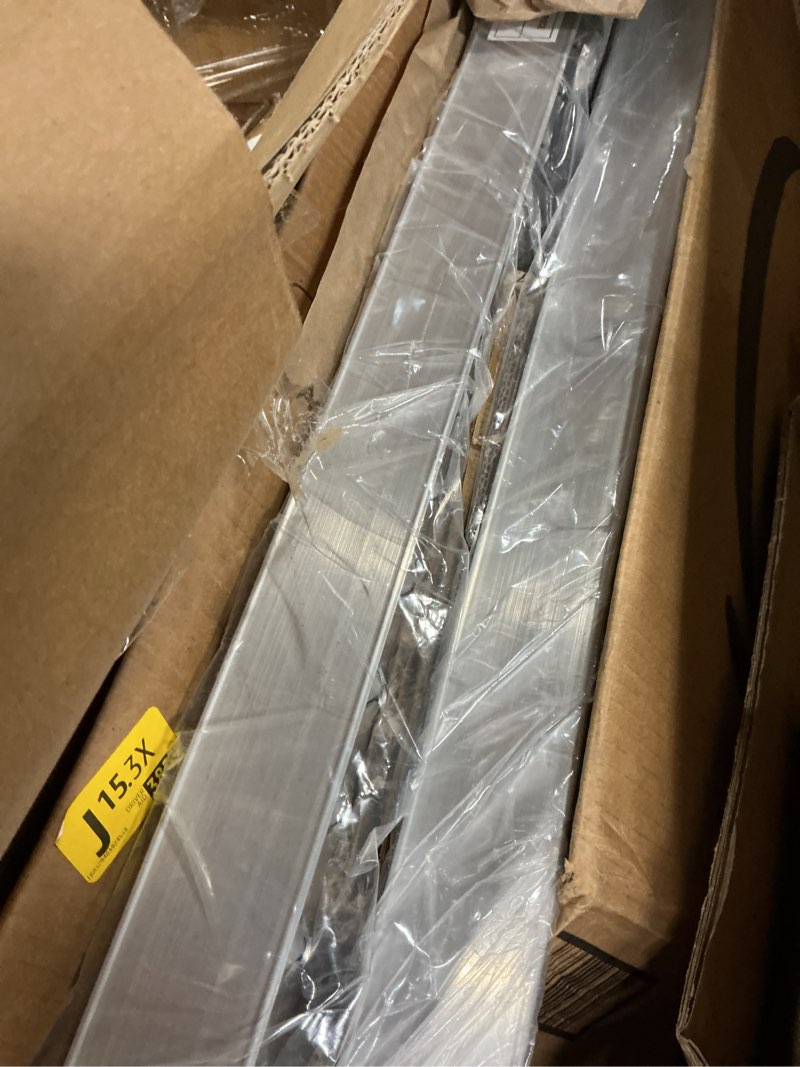 Condition photo showing Good Condition for 55" l x 11" w aluminum shed ramps for riding lawn mower, loading ramps for sheds & barns, 3000 lbs capacity, non-slip lightweight portable ramp for lawn mowers, snow blower, garden tractor 55"l x 11"w 2pcs