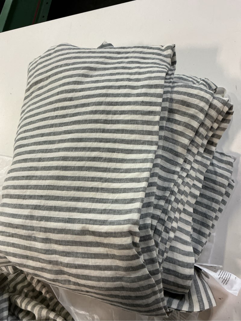 Condition photo showing Good Condition for european linen stripe duvet cover, king/cal king, grey/white stripe