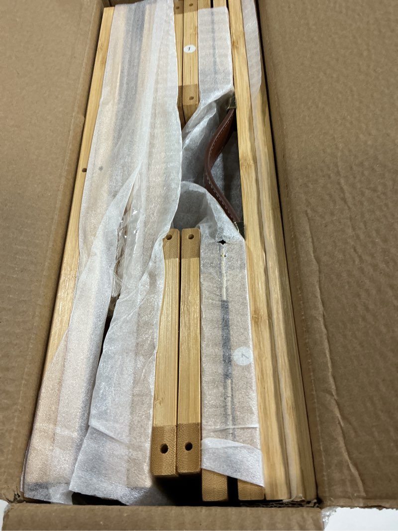 Condition photo showing New/Like New for efluky 2-Pack Bamboo Under Bed Storage Containers with Wheels, Under Bed Clothes Storage Basket with Large Dust Bag, Rolling UnderBed Storage for Bedroom, Dorm and Basement, Nature Nature 23.6''L x 16.54''W x 7.5''H