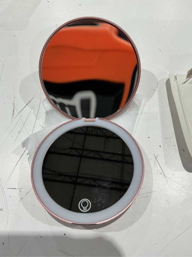 Condition photo showing Good Condition for wobsion 10x magnifying tabletop mirror, touch dimmable, 3 color temperature adjustment, auto light off, rechargeable, compact 4 inch x 0.8 inch 4inch rechargeable rose gold
