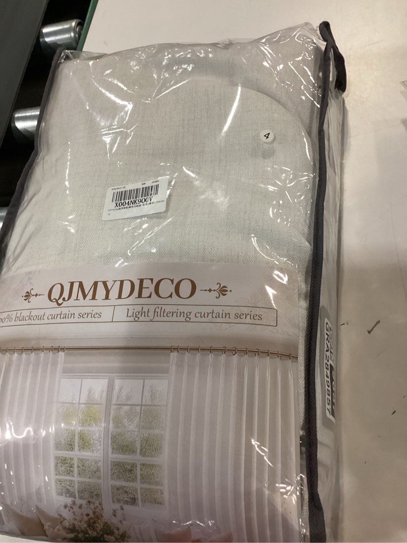 Condition photo showing New/Like New for Extra Long Linen Curtains 132 Length, Modern Semi Sheer Light Filtering Privacy Heavy Curtain for Living Room 2 Panels Set with Ceiling Track Pleated Large Window Drapes 11ft Long Off Beige White Beigewhite 52"W x 132"L (Pack of 2)