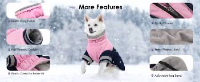 sunfura dog coat - two legged pet winter coat - turtleneck fleece snow jacket with harness - zipped 