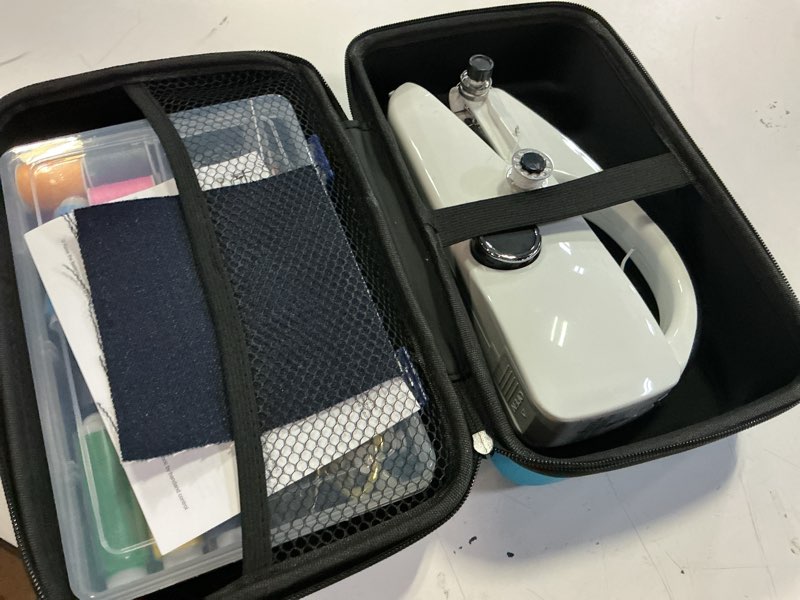 Condition photo showing Good Condition for handheld sewing machine heavy duty, with blue leather storage case and 110-piece sewing kit, mini portable, ideal for adults & beginners, complete set of quick home clothing repair tools, good gift black