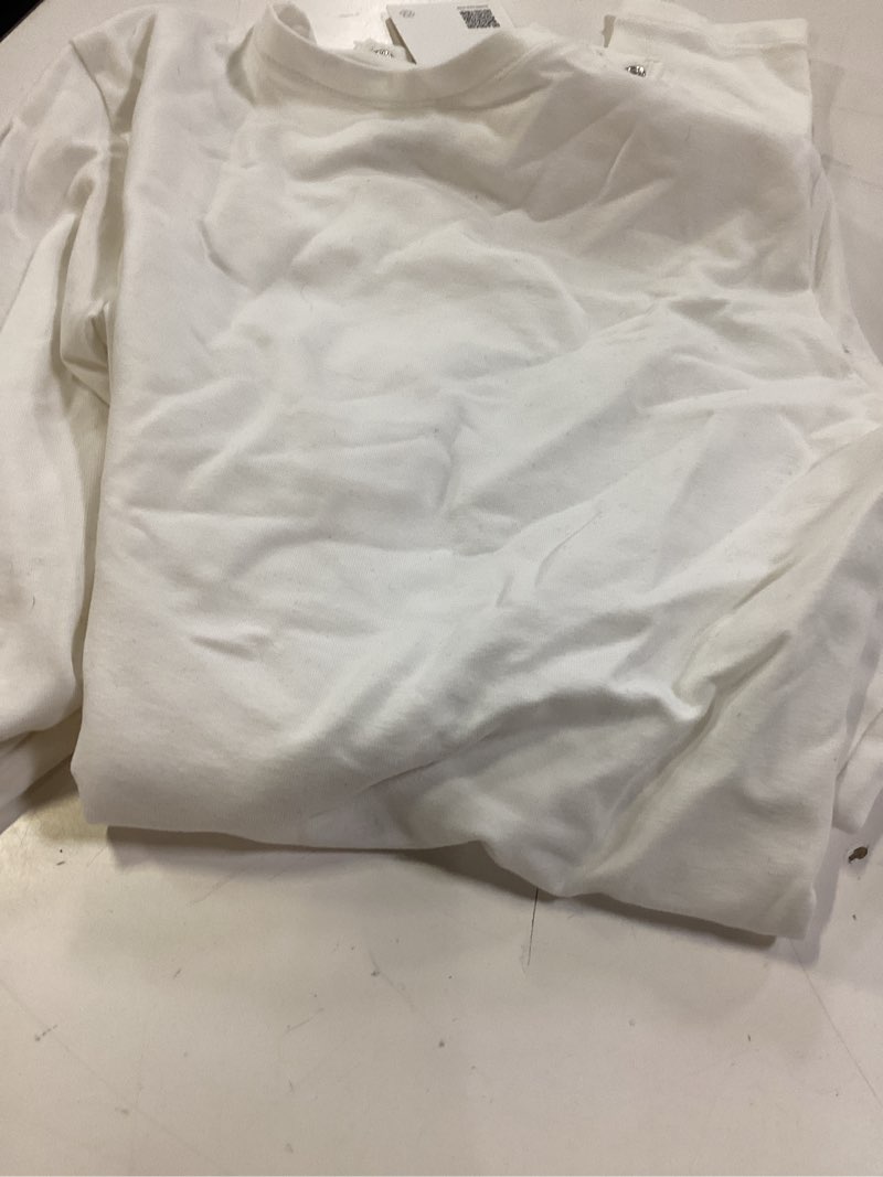 Condition photo showing As Is for stretch cotton jersey long sleeve bodysuit, s, soft white