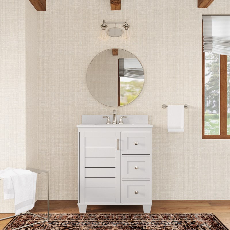  allen + roth Rigsby 30-in White Undermount Single Sink Bathroom Vanity with White Engineered