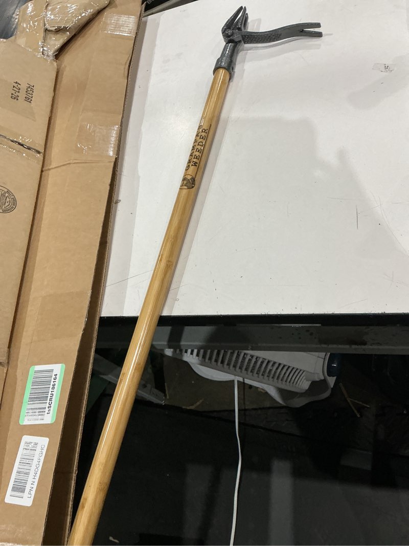 Condition photo showing Good Condition for stand up weed puller tool with long handle - 45.6” ergonomic weeder puller - cast steel and bamboo weed remover for weeding without bending or kneeling - garden tools for gardening by garret wade