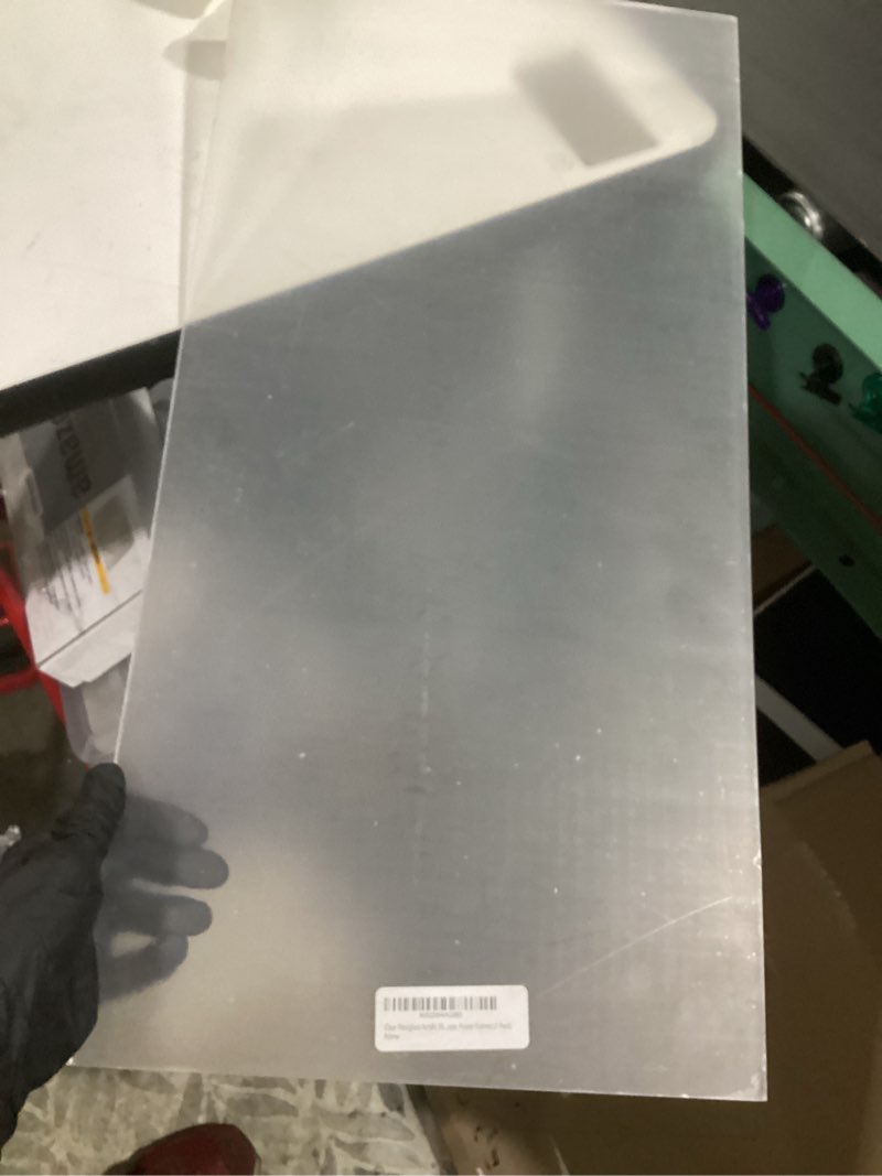 Condition photo showing As Is for performore clear plexiglass acrylic sheet 12x24 inches, 6mm (1/4 inch thickness) unbreakable and lightweight substitute for glasses, great use for sneeze guard, shield, greenhouse, poster frames