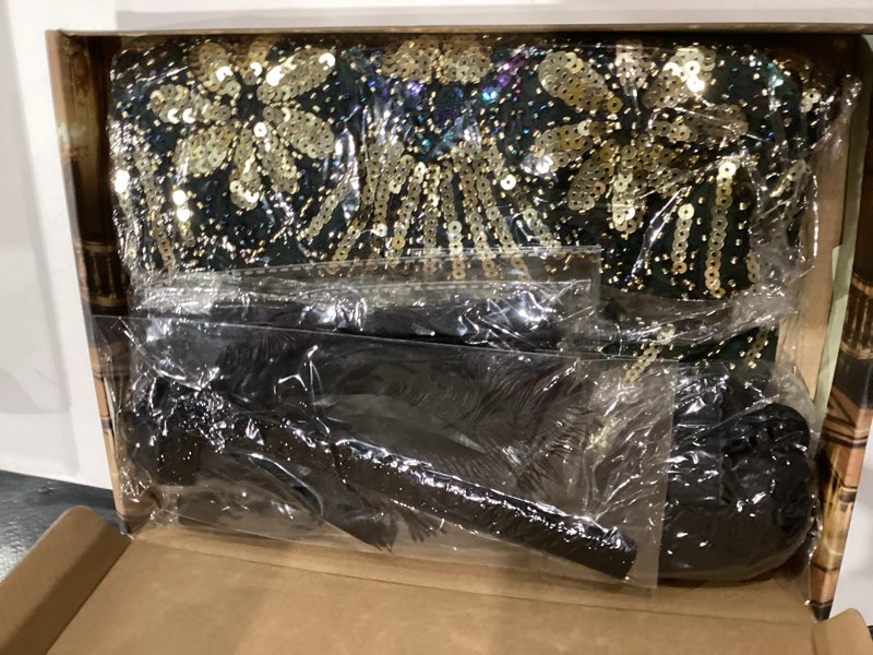 Condition photo showing New/Like New for FEPITO 1920s Flapper Dresses for Women, Fringed Sequin Great Gatsby Dress for Women with 20s Accessories, Roaring 20s Costume Small Green?style 3?