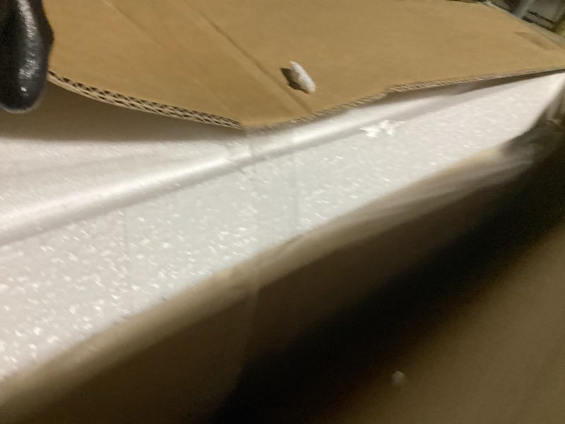 Condition photo showing As Is for Plank+Beam Rustic Wood Queen Bed Frame, Platform Bed with Headboard, Slatted, Driftwood