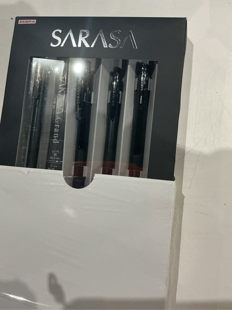 Zebra Sarasa Limited Edition Monochrome Series Black 4-Pen Box Set (Grand 0.5, Clip 0.5, Nano 0.38, 
