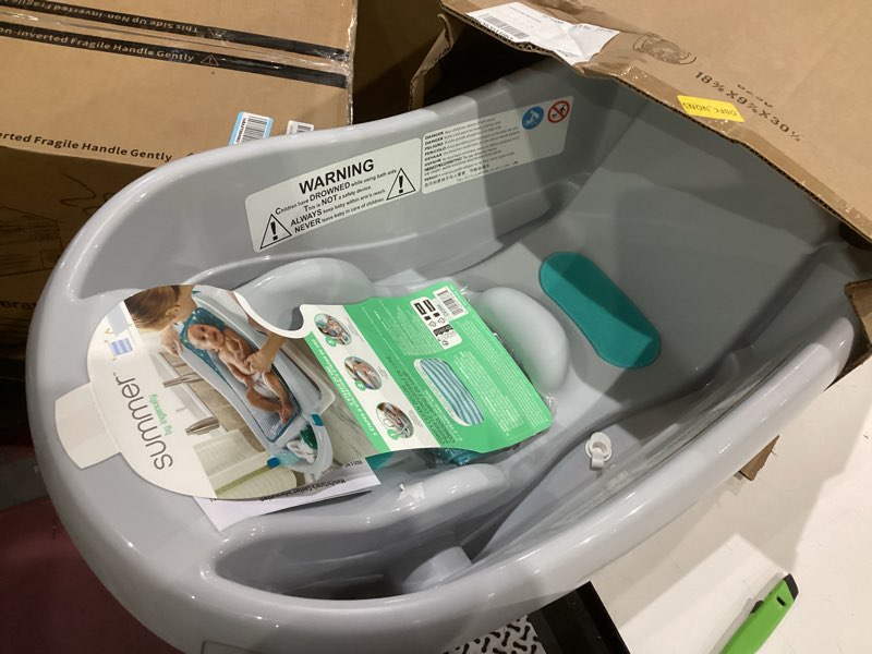 Condition photo showing Good Condition for ingenuity comfy clean deluxe newborn to toddler baby bathtub, 3-in-1 with removable sling, padded backrest, 0-24 months, gray