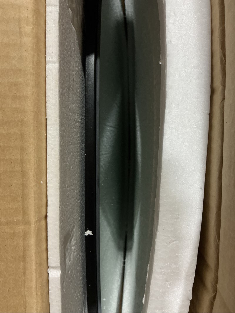 Condition photo showing Good Condition for PERFNIQUE Irregular Wall Mirror Asymmetrical Mirror, 32''x24'' Black Mirror for Bathroom Bedroom Living Room Entryway, Decorative Modern Wall Decor, Wall Mounted (Black, 32''x24'') Black 32"L x 24"W