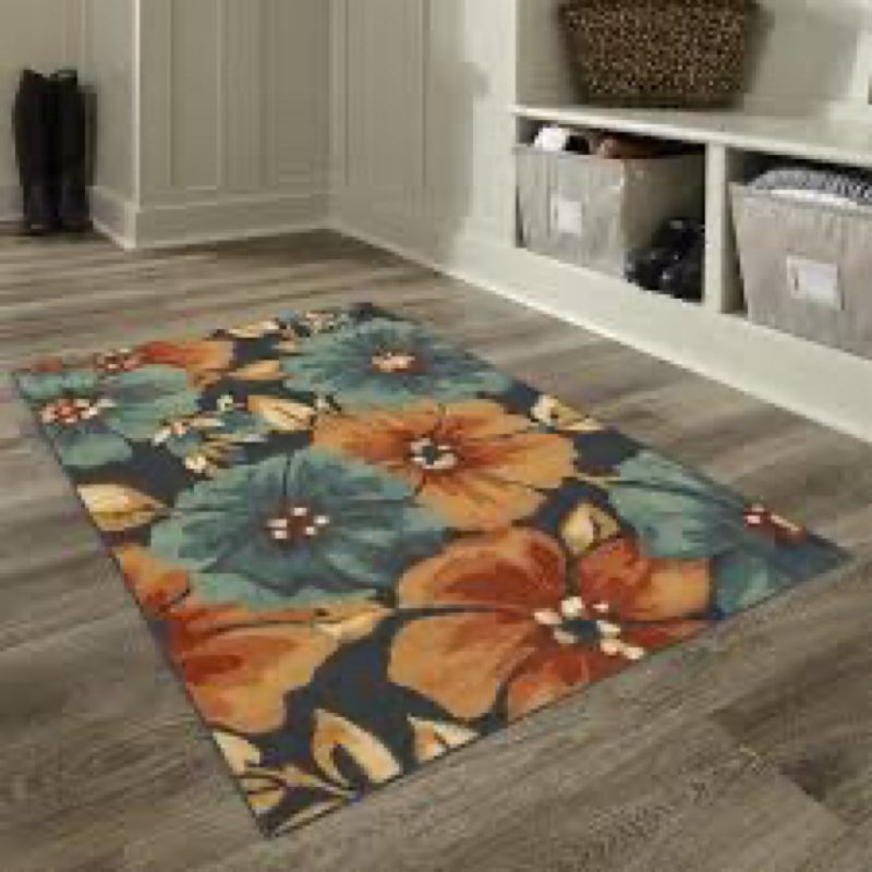 style selections arboreal creations 3 x 4 (ft) tufted polyester blue/orange/green rectangular indoor