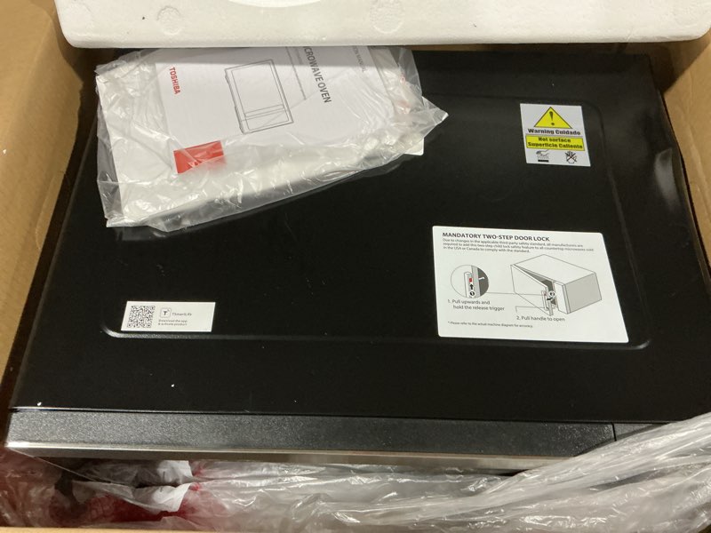 Condition photo showing As Is for TOSHIBA OptiChef Air Fryer Combo Countertop Microwave Oven with 2.4-Inch Color Screen, Origin Inverter Technology, Smart Sensor, Compatible with Alexa, 1100W, 1.3 Cu.Ft, Silver ML2-STC13SAIT(SS)