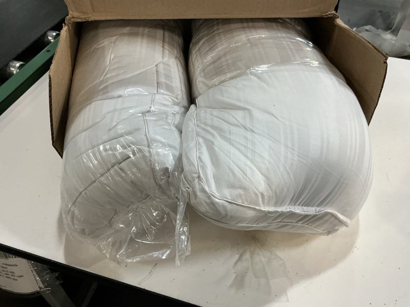 Condition photo showing Good Condition for serta down illusion soft hypoallergenic medium/firm bed pillows for side, stomach or back sleepers (2 pack), king, white white king medium/firm