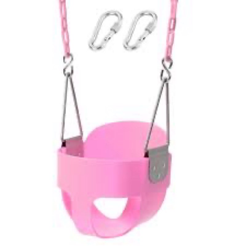 take me away toddler swing - high back bucket seat, plastic-coated chains, compatible with swing set accessories