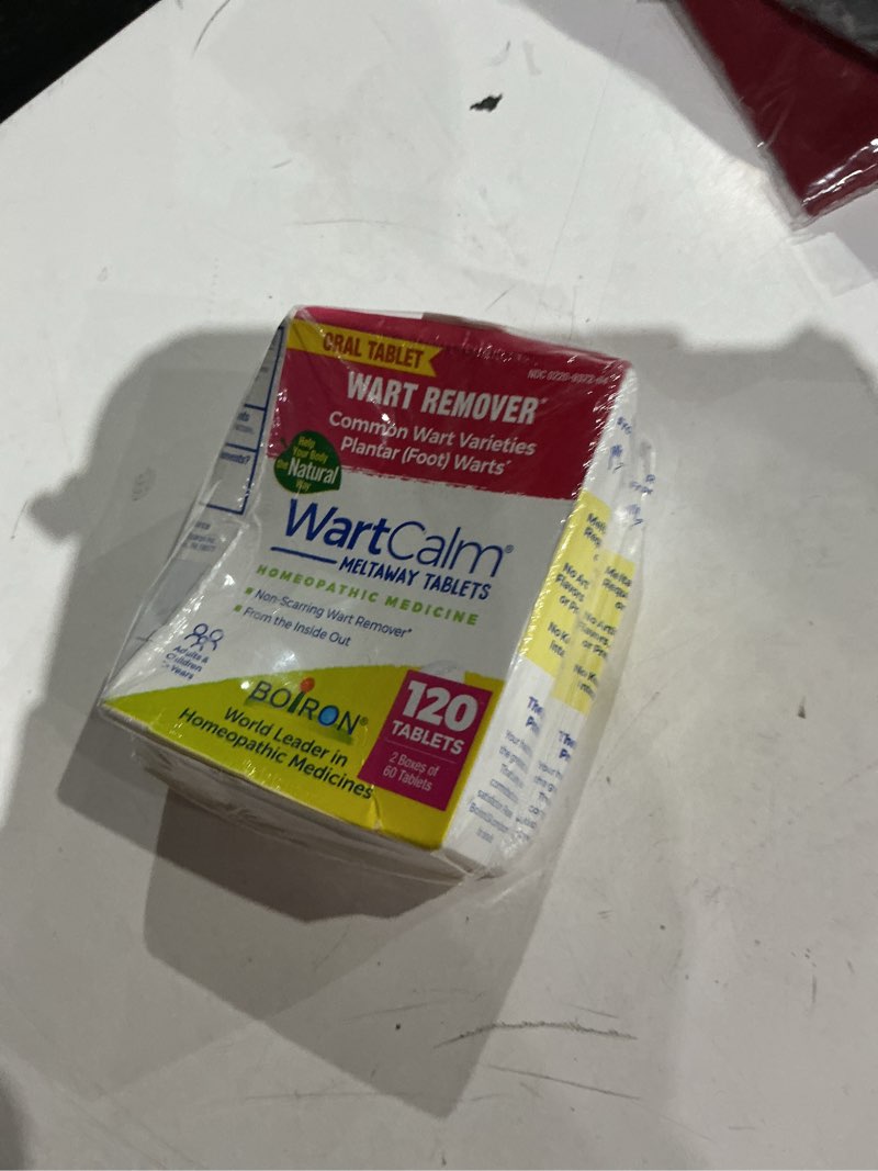 Condition photo showing Good Condition for boiron wartcalm for painless wart removal on hands, knees, plantar (feet), and other bodily warts for adults & children ages 2+ - 120 count (2 pack of 60) 60 count (pack of 2)