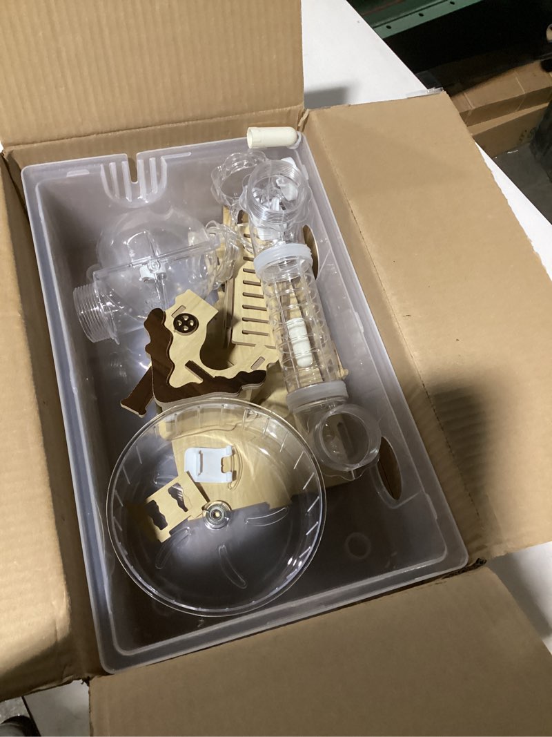 Condition photo showing Good Condition for Hamster Cage 8 in 1 with All Accessories, Acrylic Hamster Cages with Full Transparent Viewing, Excellent Ventilation, Castle Habitat, Dwarf Hamster Cage Suitable for Gerbil, Mice, Other Small Animals