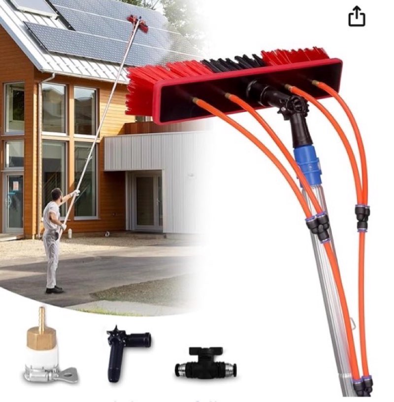 35ft water fed pole kit adjustable solar panel cleaning kit cleaner tool for window glass roof outdoor glass brush window washing equipment (35ft
