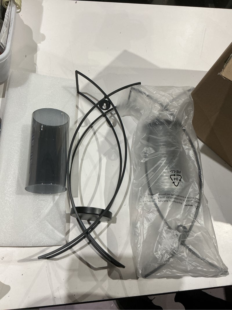 Condition photo showing Good Condition for black candle sconces wall decor set of 2: modern wall candle holder | hurricane candle wall sconce decor decorative wall art for indoor fireplace kitchen dining room