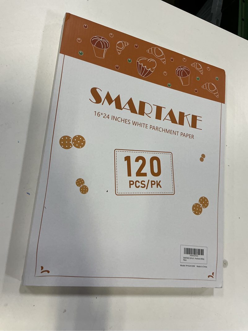 Condition photo showing New/Like New for SMARTAKE 120Pcs Parchment Paper Sheets, 16x24 Inch Pre-Cut Parchment Paper for Baking, Non-Stick, Natural Wood Pulp, for Air Fryer Steaming Grilling Rack Oven (White) White 16 x 24 Inches
