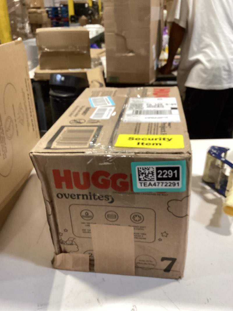 Condition photo showing New/Like New for huggies size 7 overnites baby diapers: overnight diapers, size 7 (41+ lbs), 68 ct (2 packs of 34), packaging may vary size 7 68