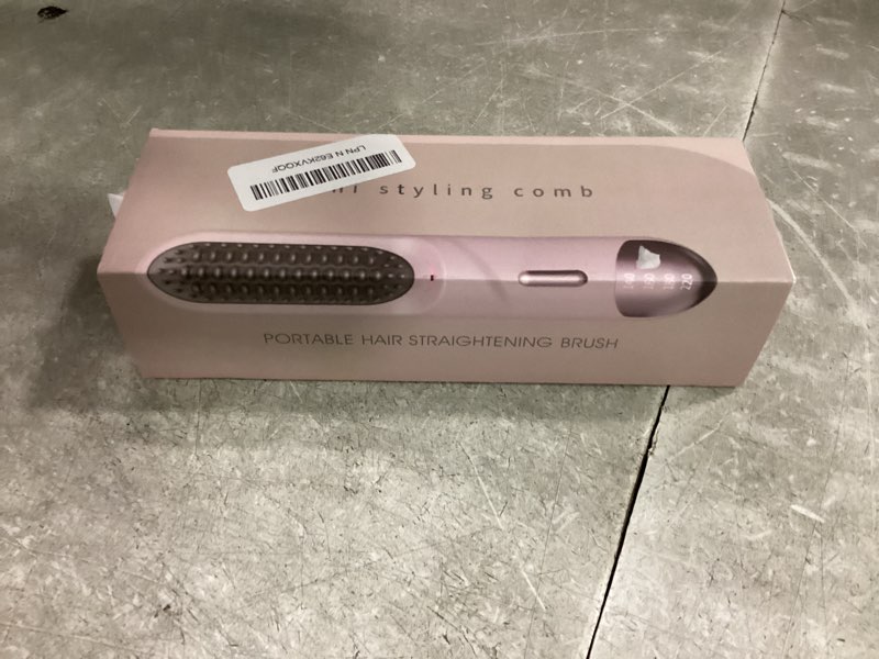 Condition photo showing New/Like New for go brush pro for short hair hair straightener brush cordless & portable with 300m negative ions, 4 temps fast heating, game day ready styling tool for watch parties, travel & daily use nude pink black
