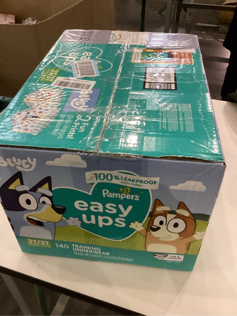 Condition photo showing New/Like New for Pampers Training Pants - Easy Ups Boys & Girls Bluey - Size 2T-3T, 140 Count, Children's Potty Underwear (Packaging May Vary) 2T-3T 140