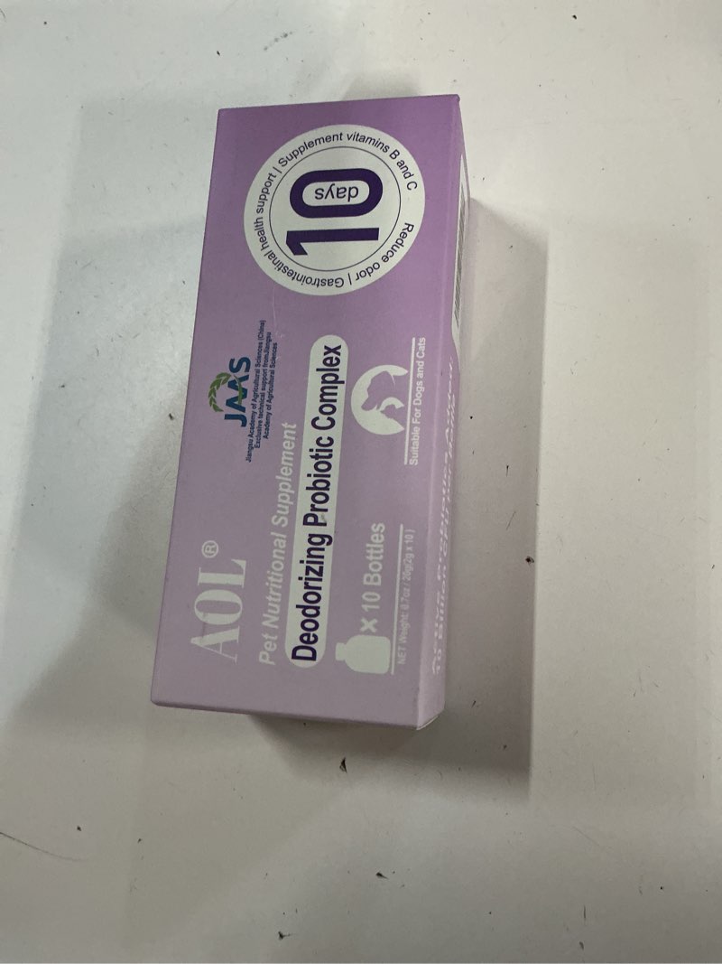 Condition photo showing New/Like New for (( EXP /06/19/2027))Probiotics for Dogs and Cats with Smelly, Vitamin C, Vitamin B, Improve pet Bad Breath and Body Odor, Supports The intestinal System, Yeast Balance, Boost Immunity(10 Bottles),?Quick-Acting? light purple