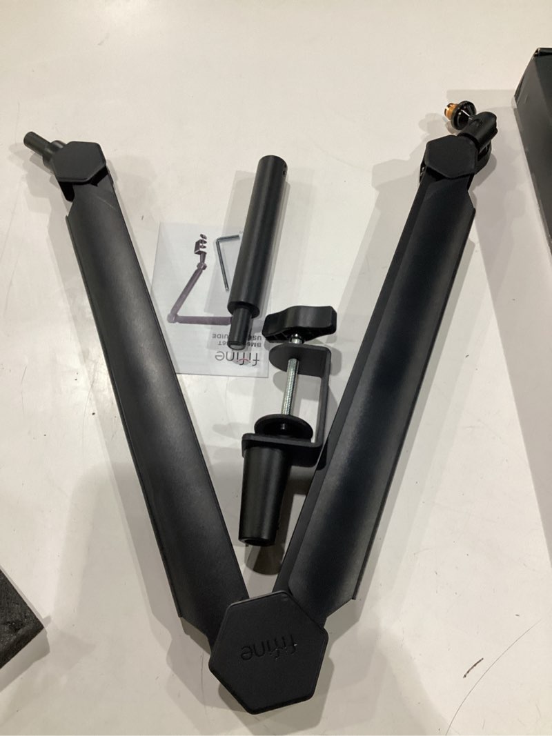 Condition photo showing New/Like New for fifine mic boom arm, microphone stand with cable management channels, extension tube, desk clamp, thread adapter, fully adjustable metal-built podcast mic arm for streaming gaming recording-bm66t bm66t black?with extension tube)