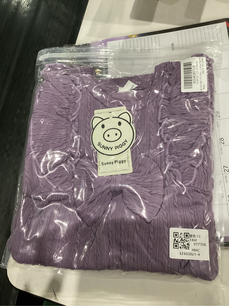 Condition photo showing New/Like New for SUNNY PIGGY Baby Girl Clothes Newborn Infant Romper Ruffle Baby Girl's Outfit Knit Texture Fall Winter Clothing Pants Set 0-3 Months Blue