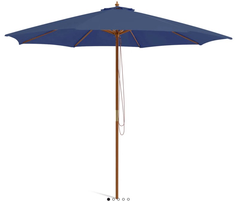 10ft patio wooden market table umbrella pulley with 8 bamboo ribs sunshade canopy