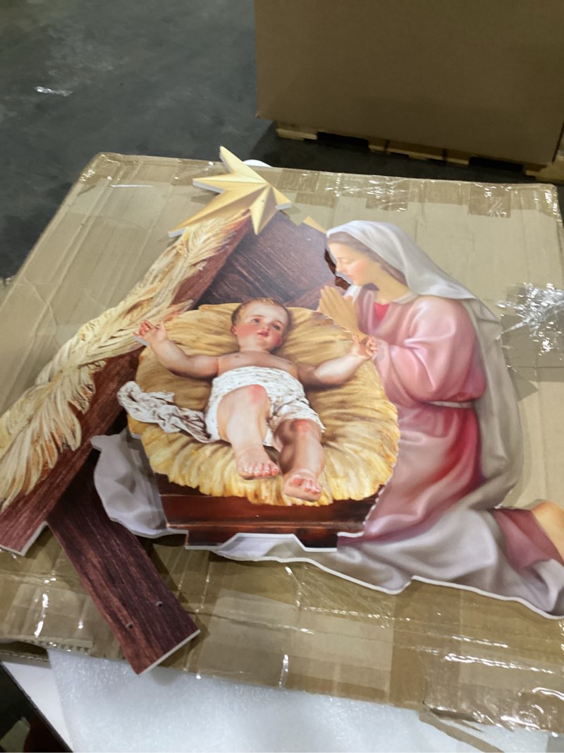 Condition photo showing As Is for SIMILAR TO STOCK PHOTO….. Chunful 10 Pcs Large Nativity Scene Set 19 Inch Wooden Manger Baby Jesus Holy Family with Light Nacimiento De Jesus Decor Traditional Religious Christmas Indoor Outdoor Decoration