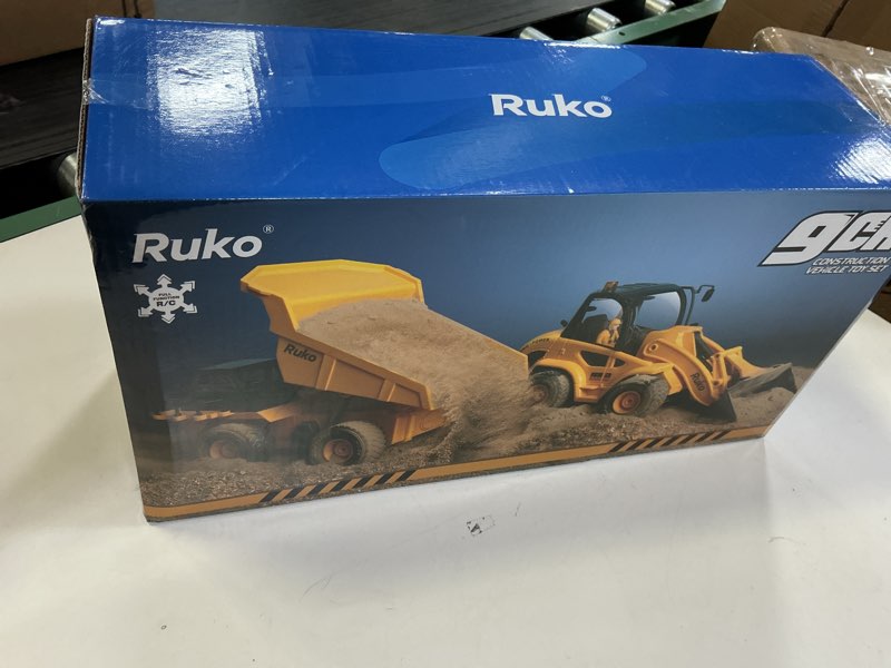 Condition photo showing New/Like New for Ruko 1560 Construction Toy Set, Remote Control Dump Truck and Front Loader, 9 Channel RC Vehicles with Realistic Lights for Outdoor Sandbox Play, Gifts for Kids 1560 Front Loader & Dump Truck