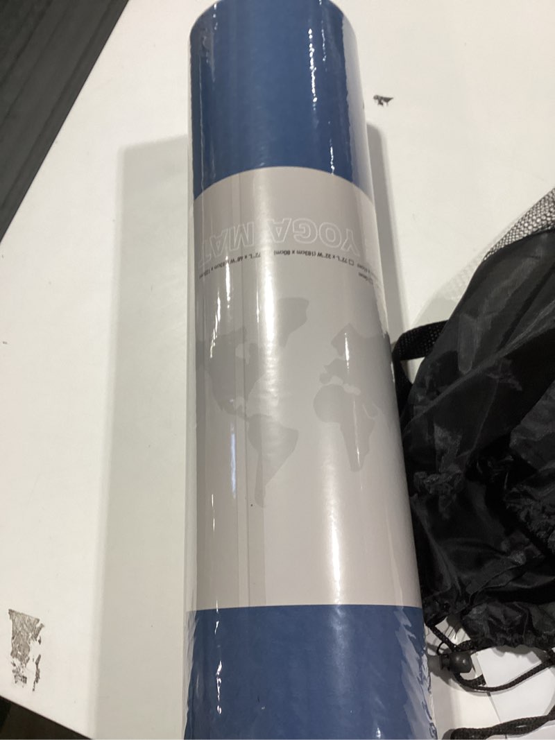Condition photo showing New/Like New for Yoga Mat Non Slip, Pilates Fitness Mats, Eco Friendly, Anti-Tear 1/4" Thick Yoga Mats for Women, Exercise Mats for Home Workout with Carrying Sling and Storage Bag 72"x24" True Navy & Light Blue