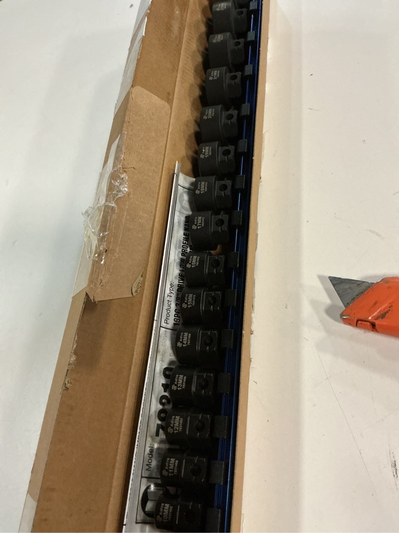 Condition photo showing New/Like New for Astro Tools 78319 19pc 3/8" Drive 6-24mm Low Profile Nano Impact Socket Set - No Skips 3/8" Metric - 19 Pieces 1