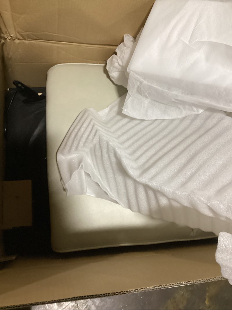 Condition photo showing As Is for Power Recliner Chair with Adjustable Headrest and Footrest, Leather Reclining Chair with USB/Type-C Charging, Modern Electric Recliner for Adults Living Room Bedroom Cream