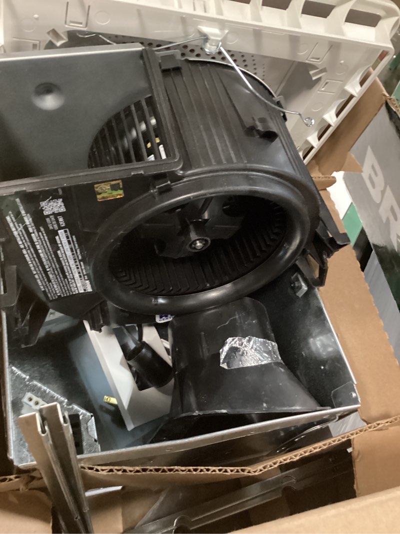 Condition photo showing As Is for broan-nutone chromacomfort 110 cfm 1.5 sones ventilation fan with bluetooth speaker