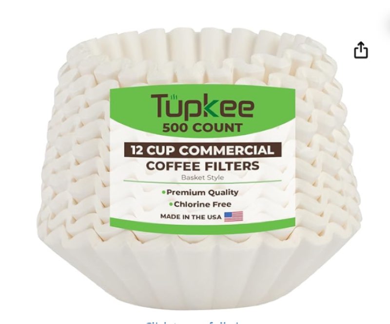Tupkee Large Coffee Filters 12 Cup - (500 Count) 9.75" x 4.25" Tall Walled Premium Coffee Filter to Prevent Messy Ground Overflow - Compatible with Bunn Commercial & Large Home Machines - Made in USA