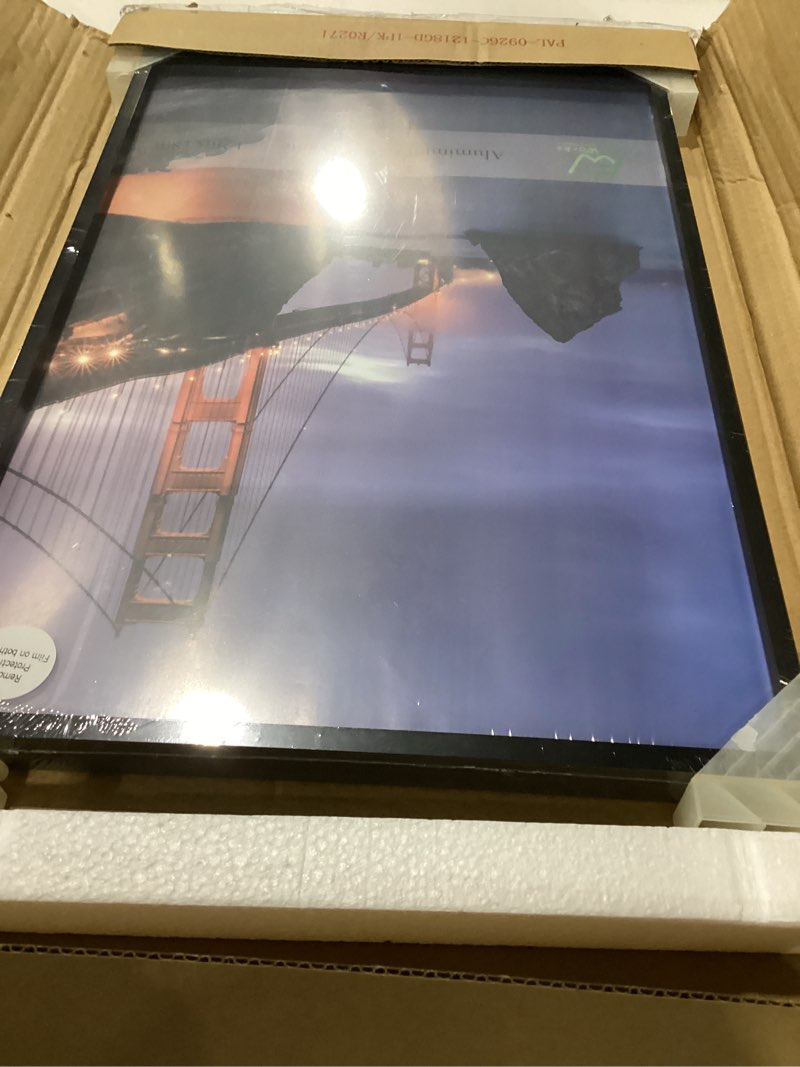 Condition photo showing New/Like New for frameworks 12x18 brushed aluminum poster frames – modern brushed metal design w/shatterproof plexiglass, perfect for posters, artwork, paintings, wall displays – home or office decor, black - 1 pack black 12"x18" (1 pack)